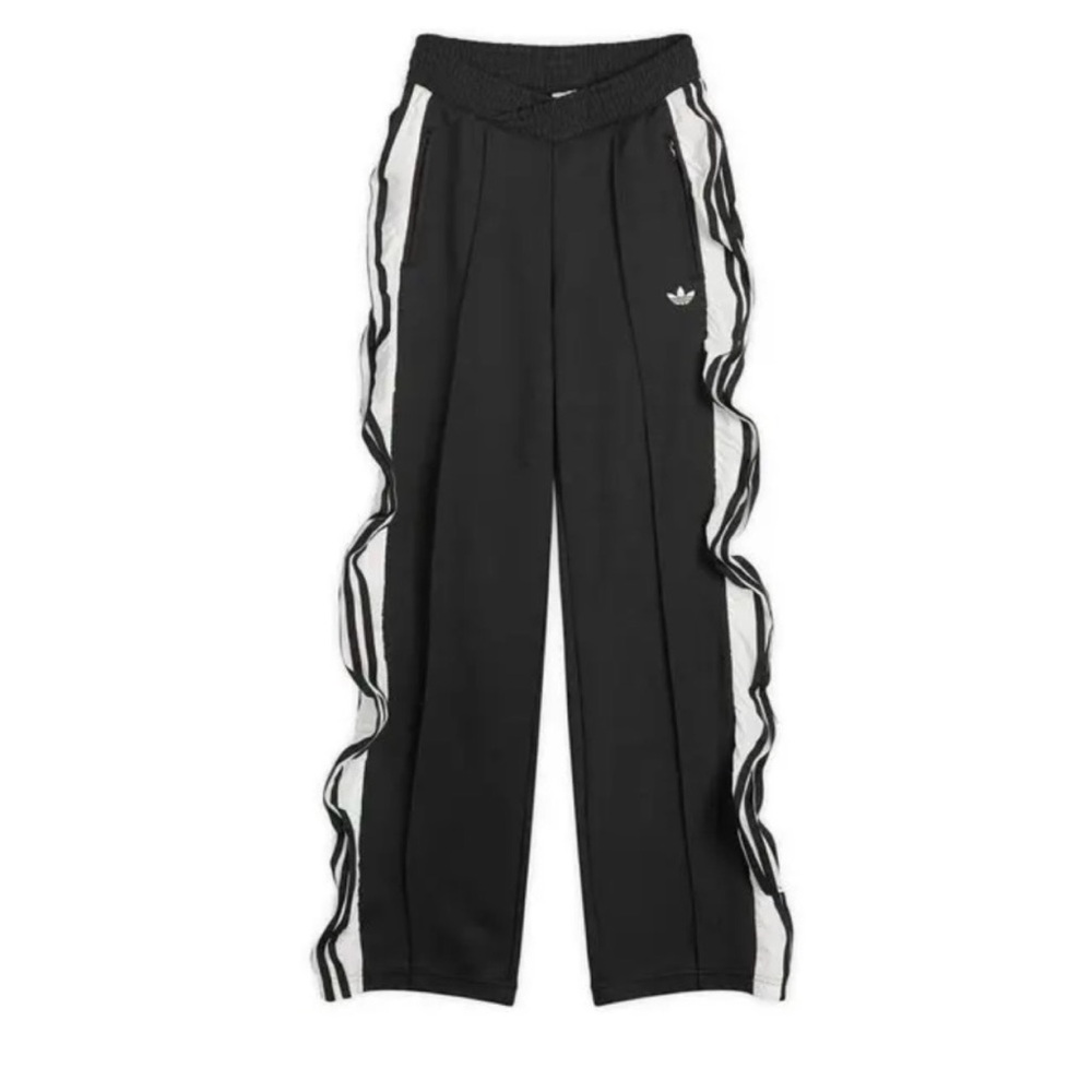 Adidas Women's Black Track Pants with Striped Ruffles Size Large NWT